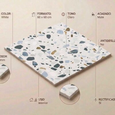 Azulejo porcelánico Crisp XL blanco mate 60x6