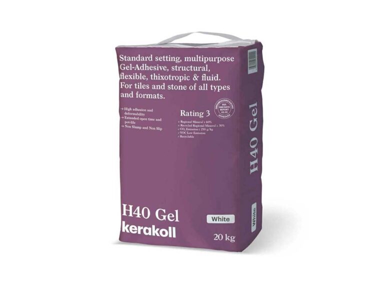 Saco de cemento cola gel H40 Kerakoll blanco 20 kg para colocación de baldosas