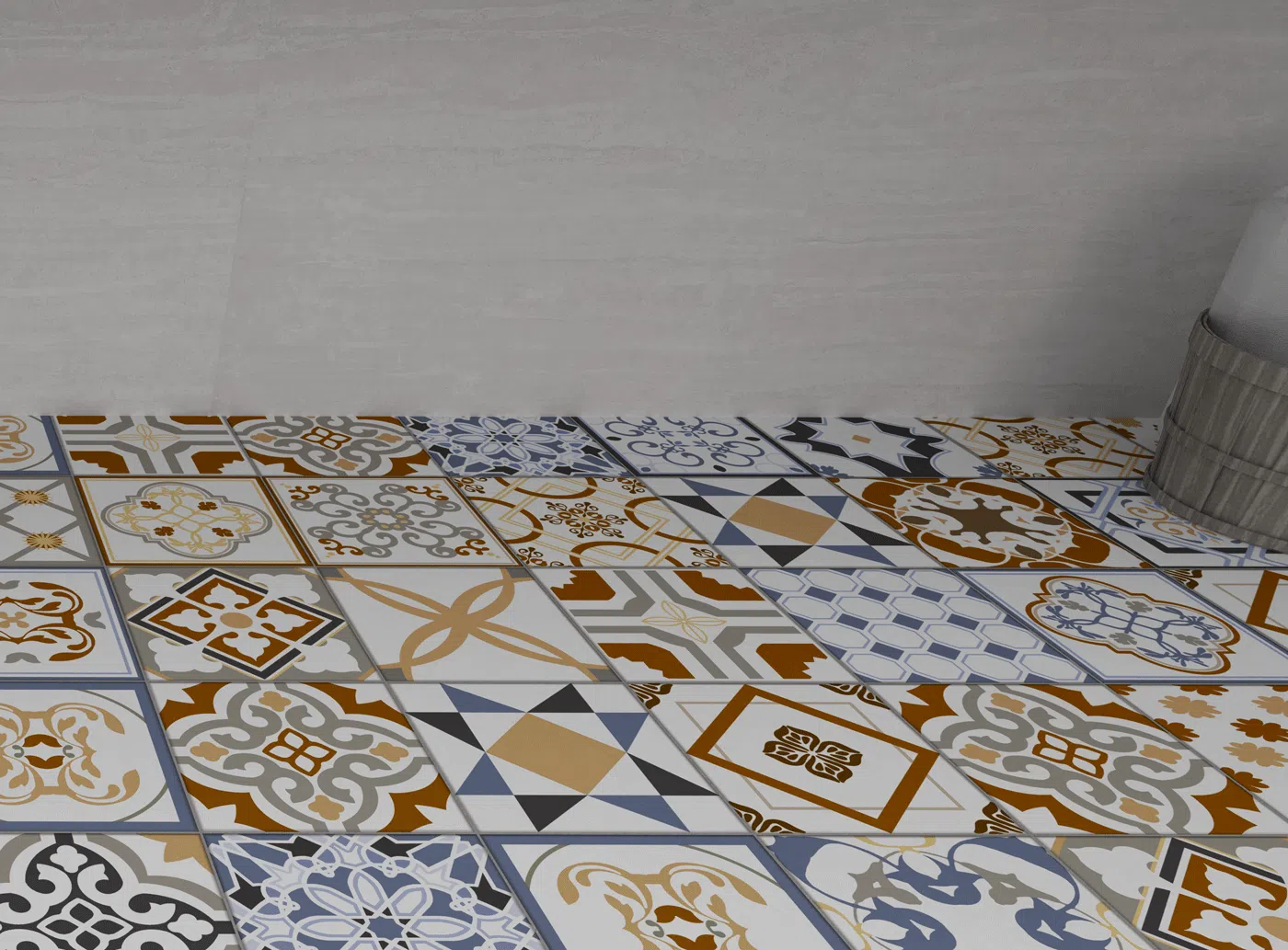 Azulejo Porcelánico imitación hidráulico Goya ideal para suelo de baño