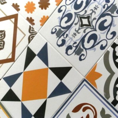 Azulejo Porcelánico imitación hidráulico Goya como suelo decorativo