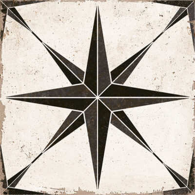 Azulejo Porcelánico Orion Negro Imitación Hidráulico