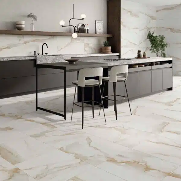 azulejos imitacion marmol para cocina Camile Gold 60x60 cm