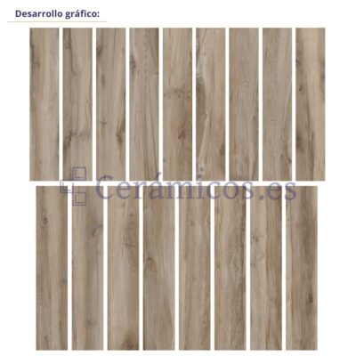 Suelo porcelánico Carlo efecto madera natural 23x120 cm C1