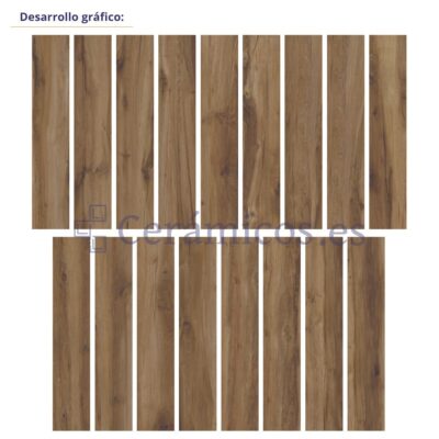 Suelo porcelánico Carlo efecto madera nogal 23x120 cm C1