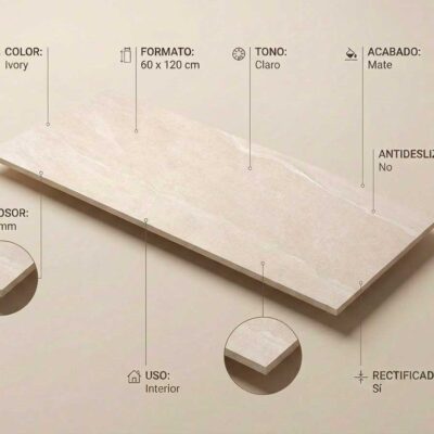 Porcelánico Austral Ivory 60x120 cm mate