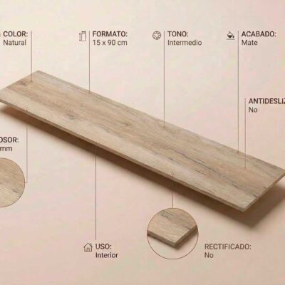 Una tabla de porcelanico Blaze Natural 15x90 cm