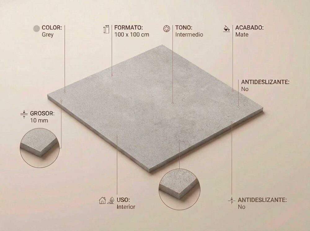 Porcelánico Bolton Grey 100×100 cm MT Rect