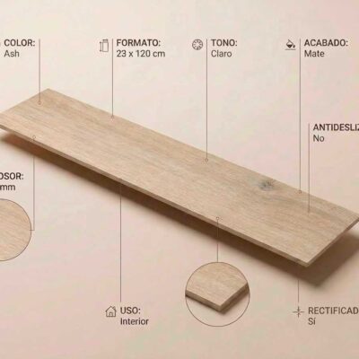Plancha de porcelanico con textura de madera clara