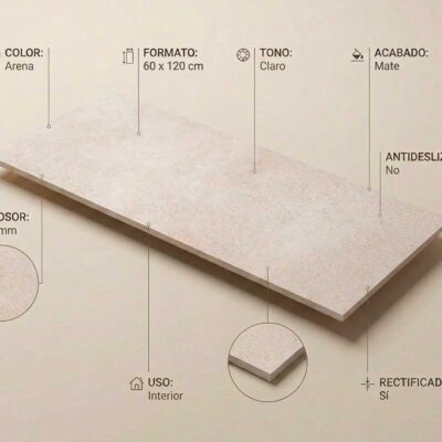 Baldosa porcelánica Claire Arena 60x12