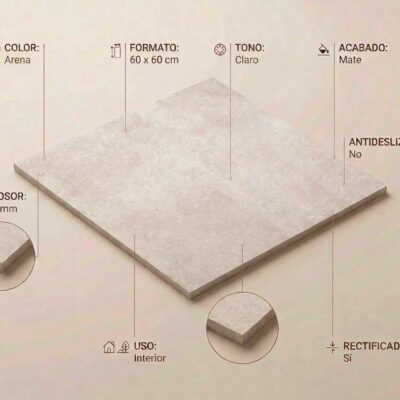 Porcelánico Claire Arena 60x60 cm mate