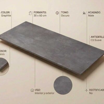 Un azulejo porcelanico gris oscuro de