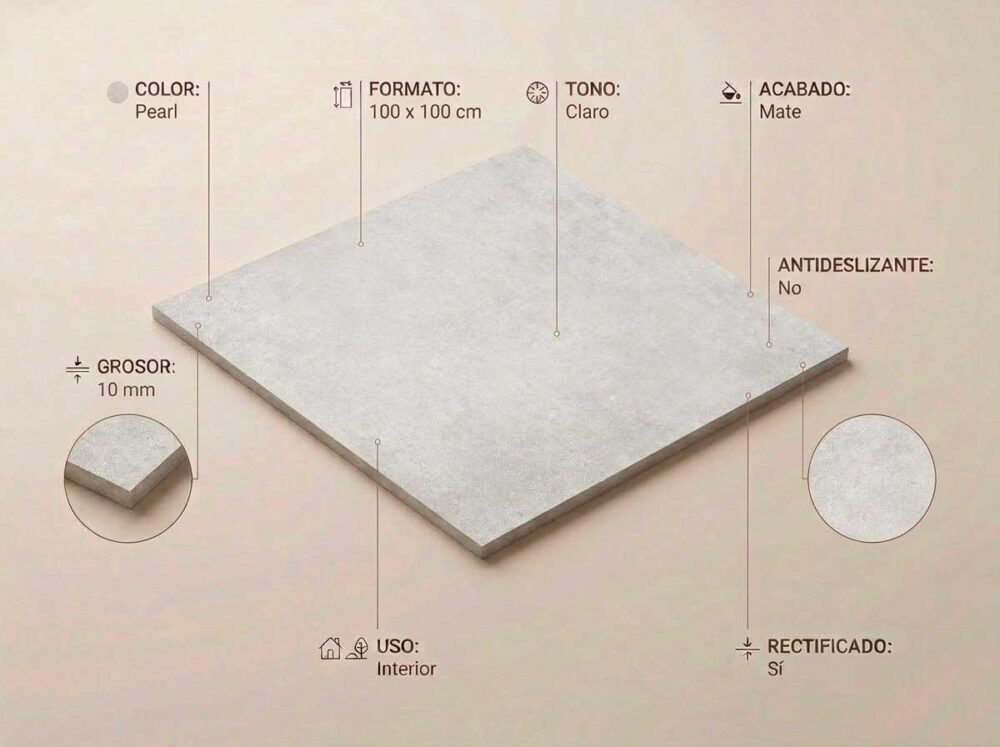 Porcelánico Feroe Pearl 100×100 cm MT Rect