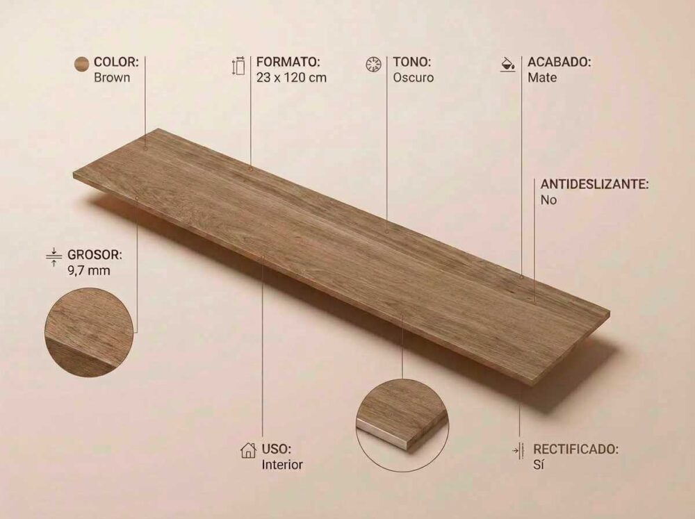 Porcelánico Havsta Brown 23×120 cm MT Rect