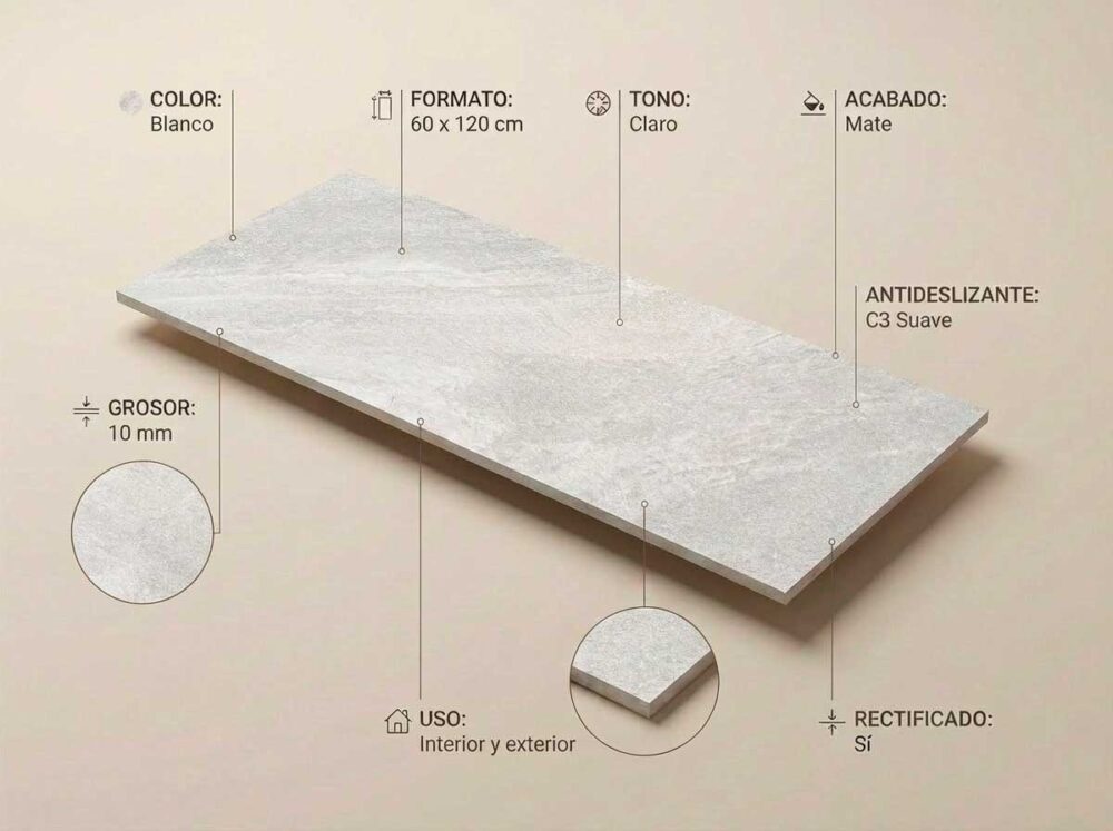 Porcelánico Icaria Blanco 60×120 cm MT Rect Inout
