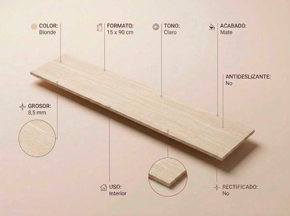 Porcelánico Kyndal Blonde 15×90 cm MT