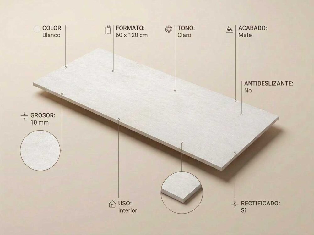 Porcelánico Norwich Blanco 60×120 cm MT Rect