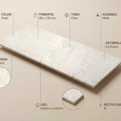 Baldosa porcelánica Rockstone Pearl 60x1