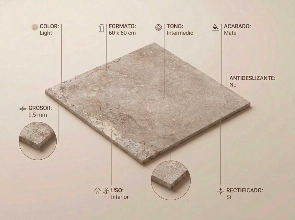 Porcelánico Strato Light 60×60 cm MT Rect