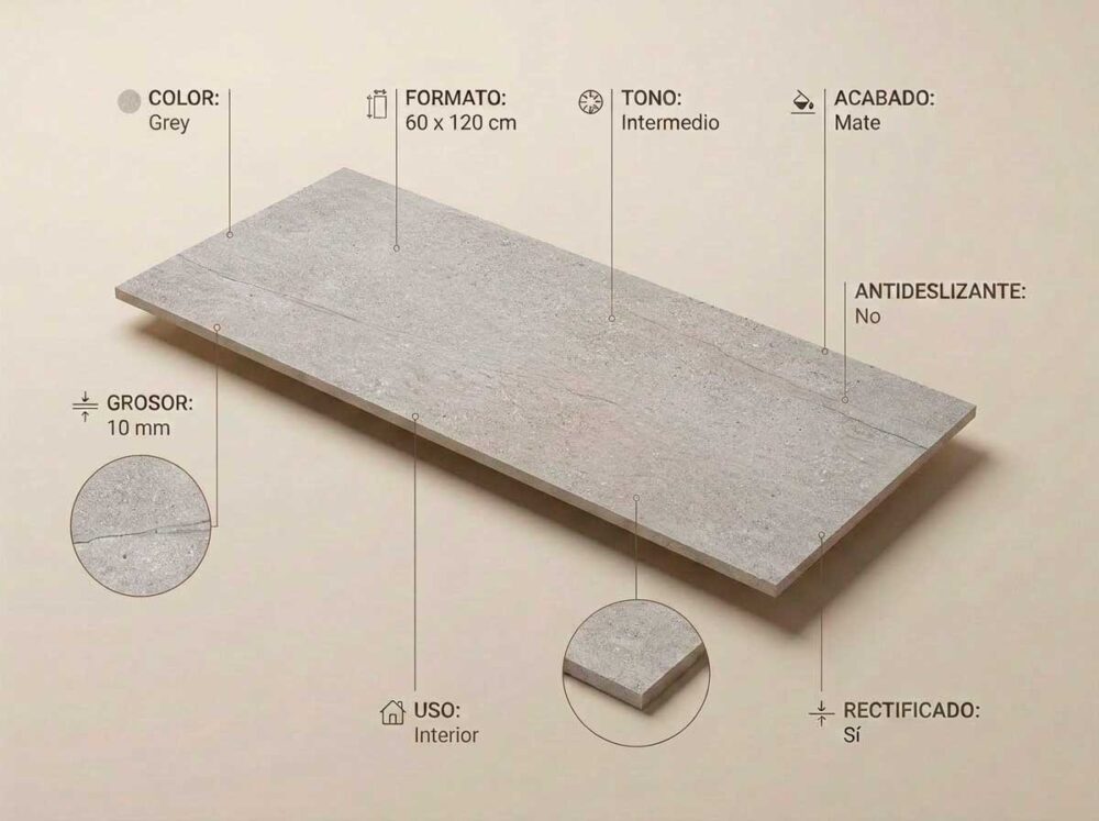 Porcelánico Sumum Grey 60×120 cm MT Rect