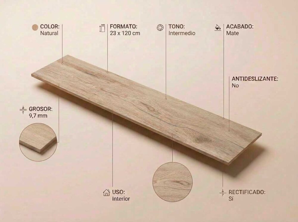 Porcelánico Telma Natural 23×120 cm MT Rect