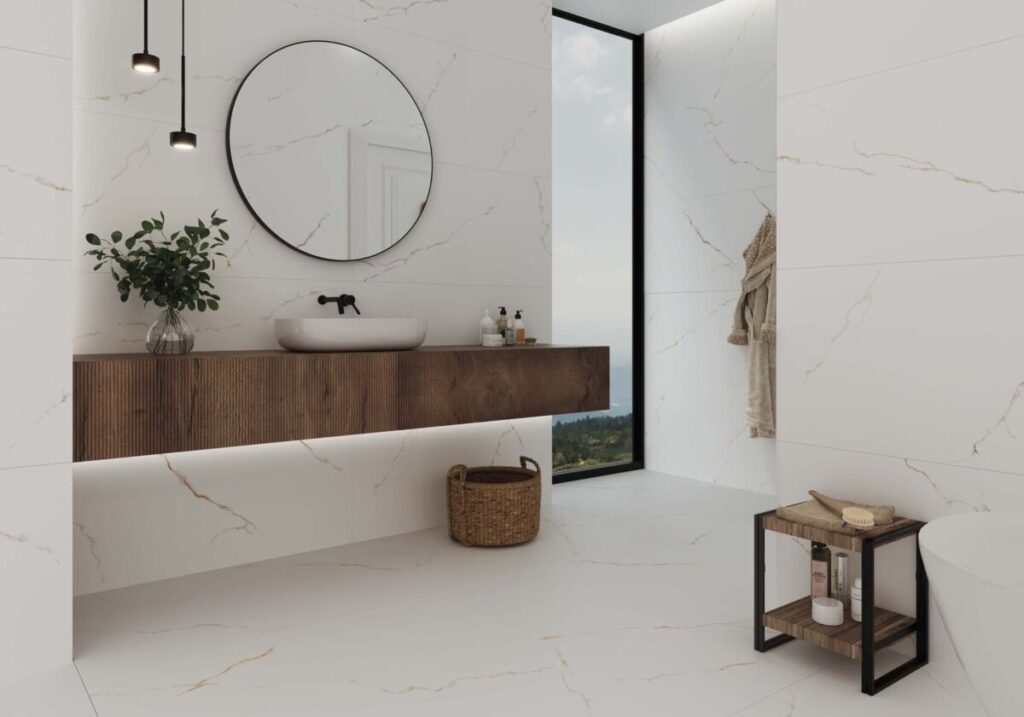 Suelo porcelánico blanco