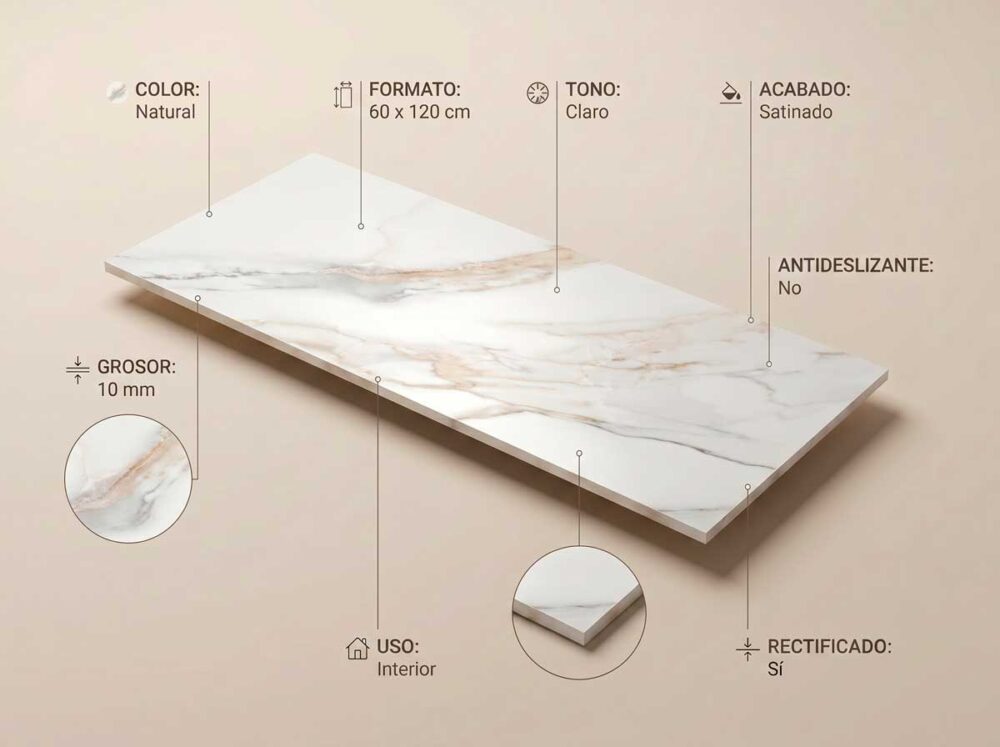 Porcelánico Lumiere Natural 60×120 cm SAT Rect