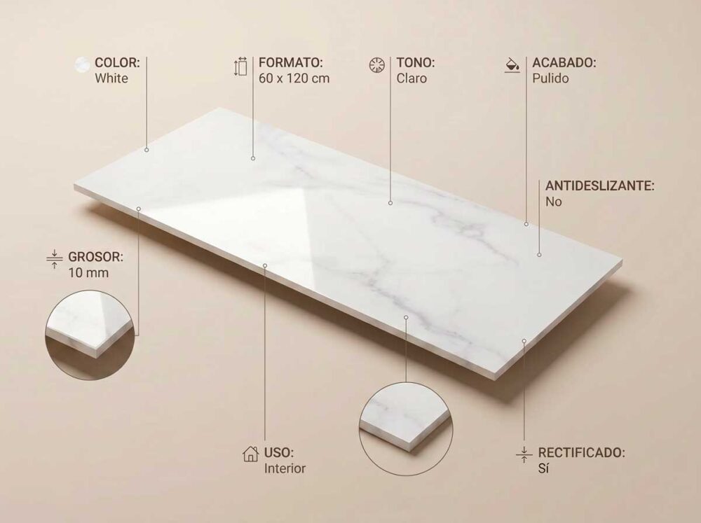 Porcelánico Purity White 60×120 cm PUL Rect