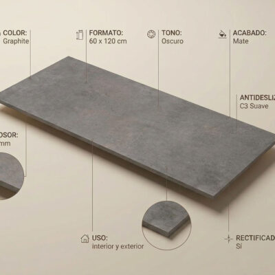 Una losa rectangular de porcelánico efecto