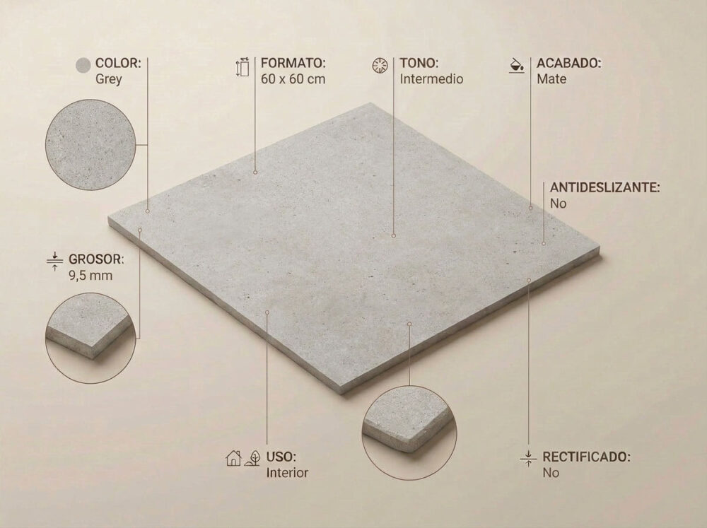 Porcelánico Bolton Grey 60×60 cm MT