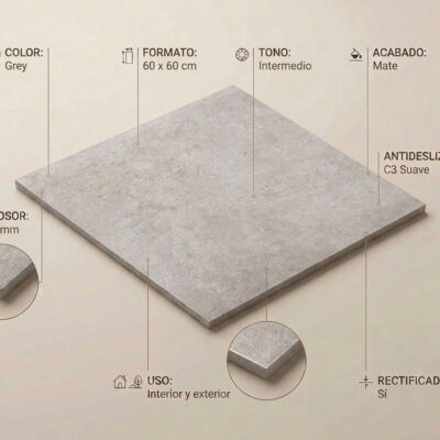 Azulejo porcelanico gris