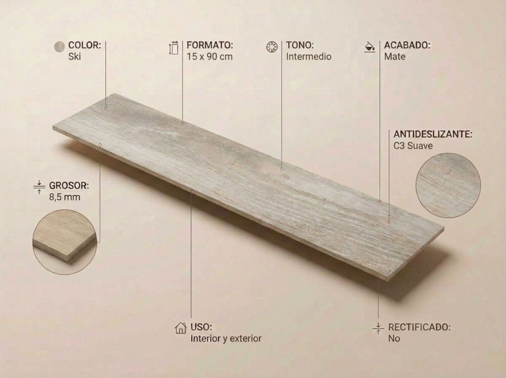 Porcelánico Olson Ski 15×90 cm MT Inout
