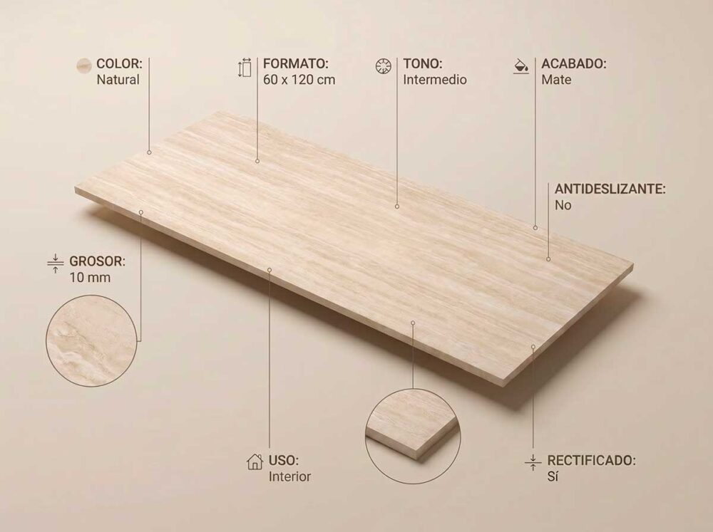 Porcelánico Fortune Natural 60×120 cm MT Rect