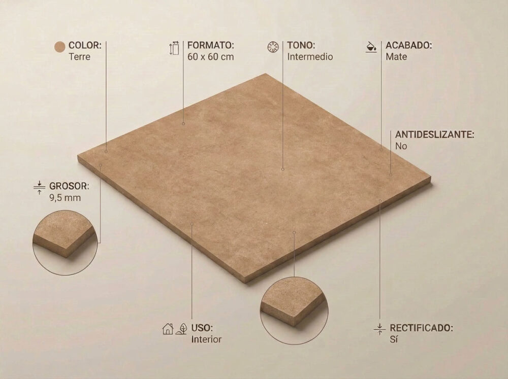 Porcelánico Pursue Terre 60×60 cm MT Rect