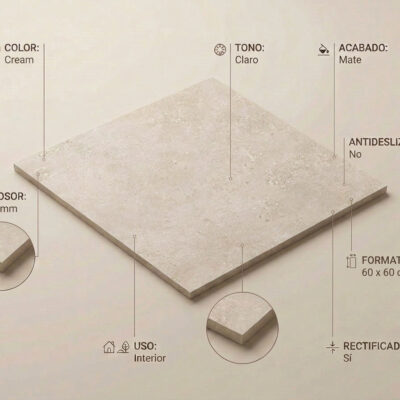 Un azulejo porcelánico color flax cream