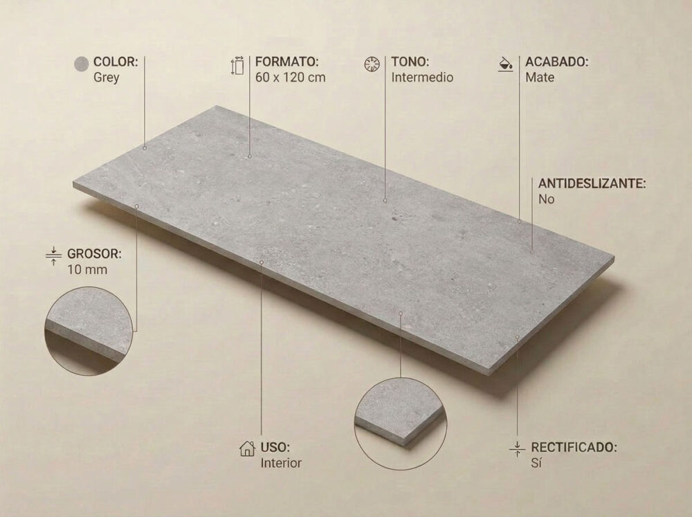 Porcelánico Flax Grey 60×120 cm MT Rect