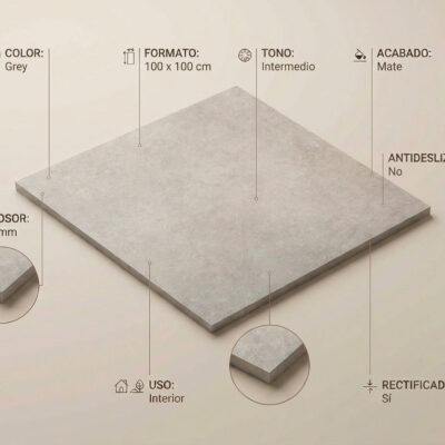 Un azulejo de suelo porcelánico gris