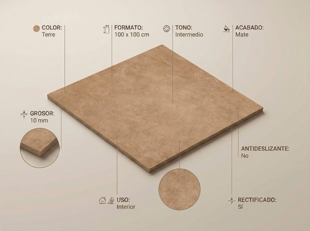Porcelánico Pursue Terre 100×100 cm MT Rect