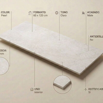 Un suelo porcelánico gris claro de