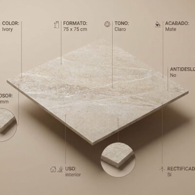Azulejo porcelánico Sakhir Ivory