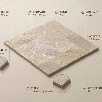 Azulejo porcelánico Sakhir Multi Ivory