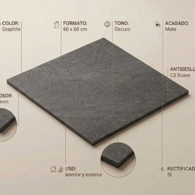 Un suelo porcelánico Triunfo Graphite de