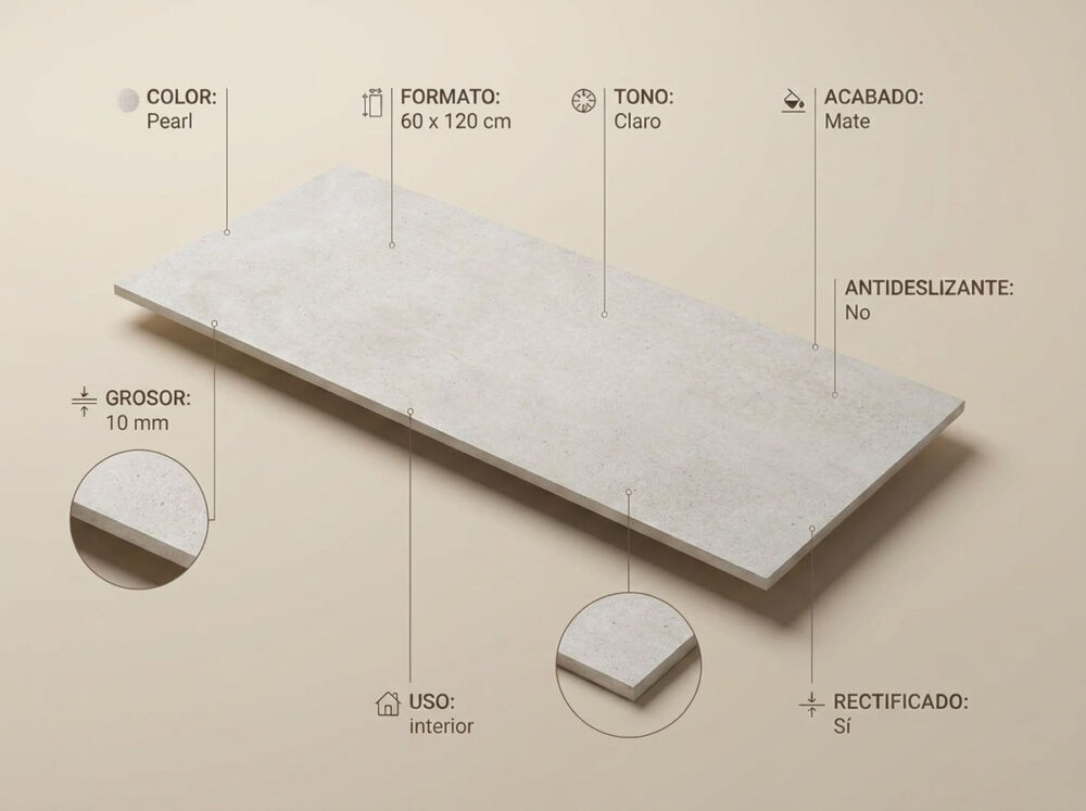 Porcelánico Bolton Pearl 60×120 cm MT Rect