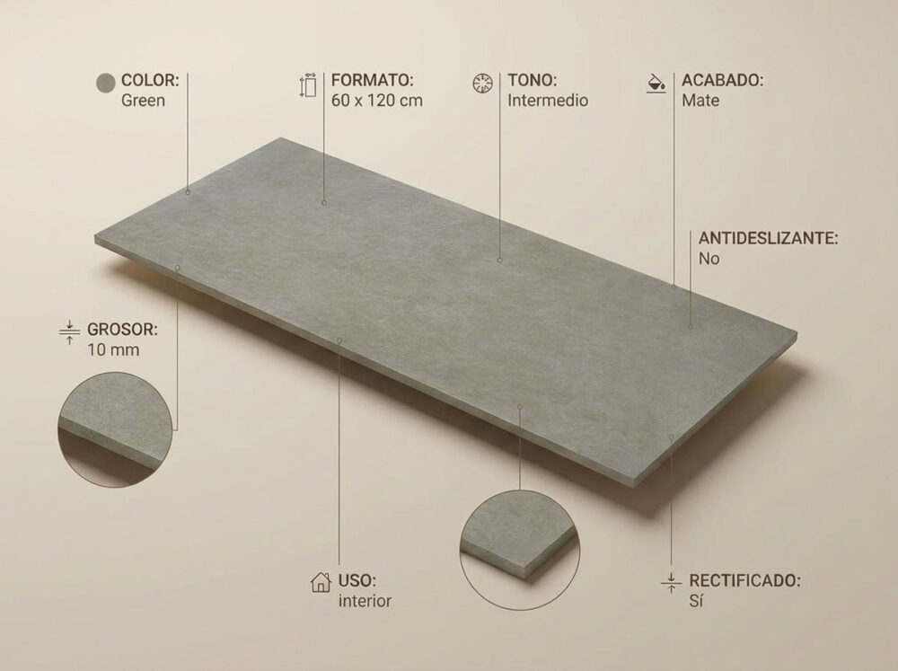 Porcelánico Pursue Green 60×120 cm MT Rect