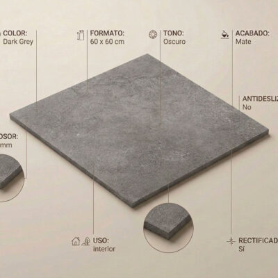 Baldosa porcelánica gris oscuro de