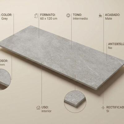 Un suelo porcelánico gris claro