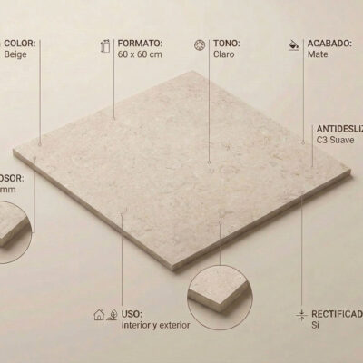 Un suelo porcelánico Caliope Beige de 60x
