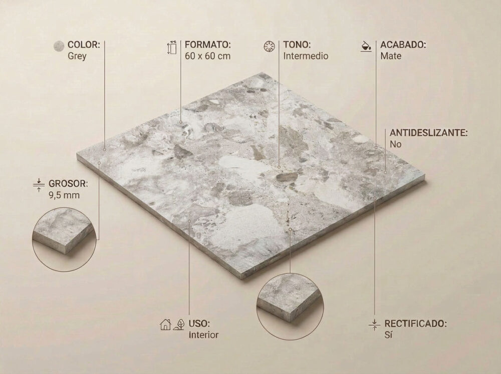 Porcelánico Larocca Grey 60×60 cm MT Rect