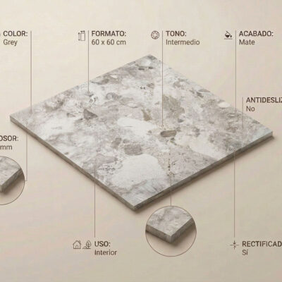 Un suelo porcelánico gris de