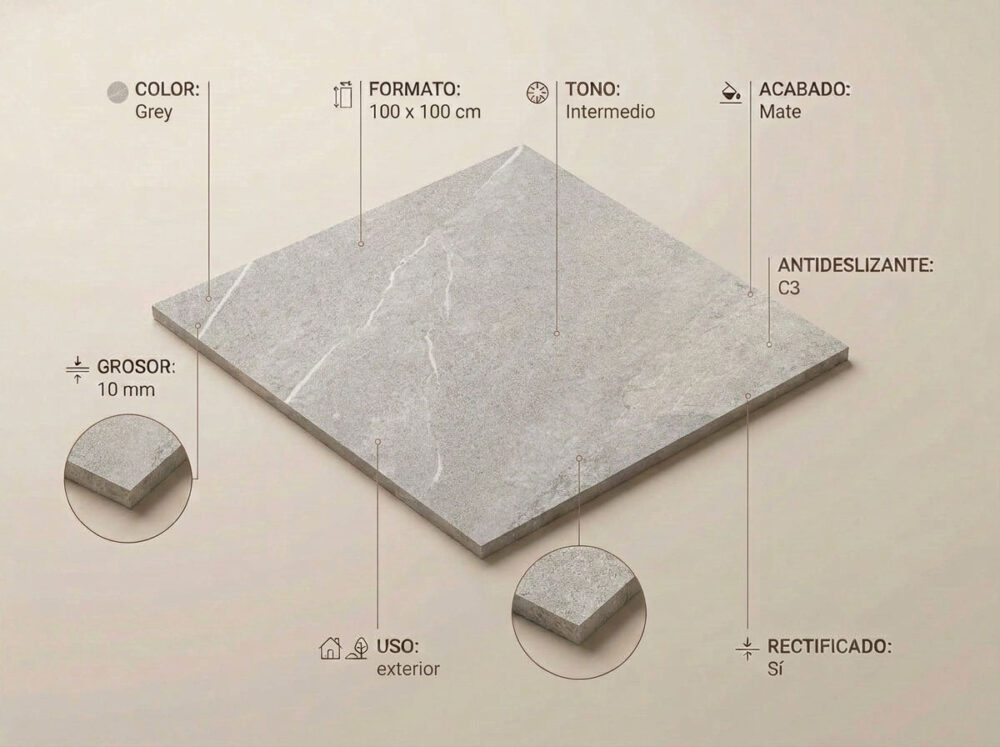 Porcelánico Sakhir Grey 75×75 cm MT Rect