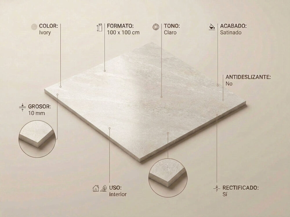 Porcelánico Sakhir Soft Ivory 100×100 cm SAT Rect